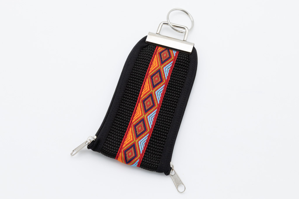 Schlüsselband EC-Karte Muster rot/beige/hellblau