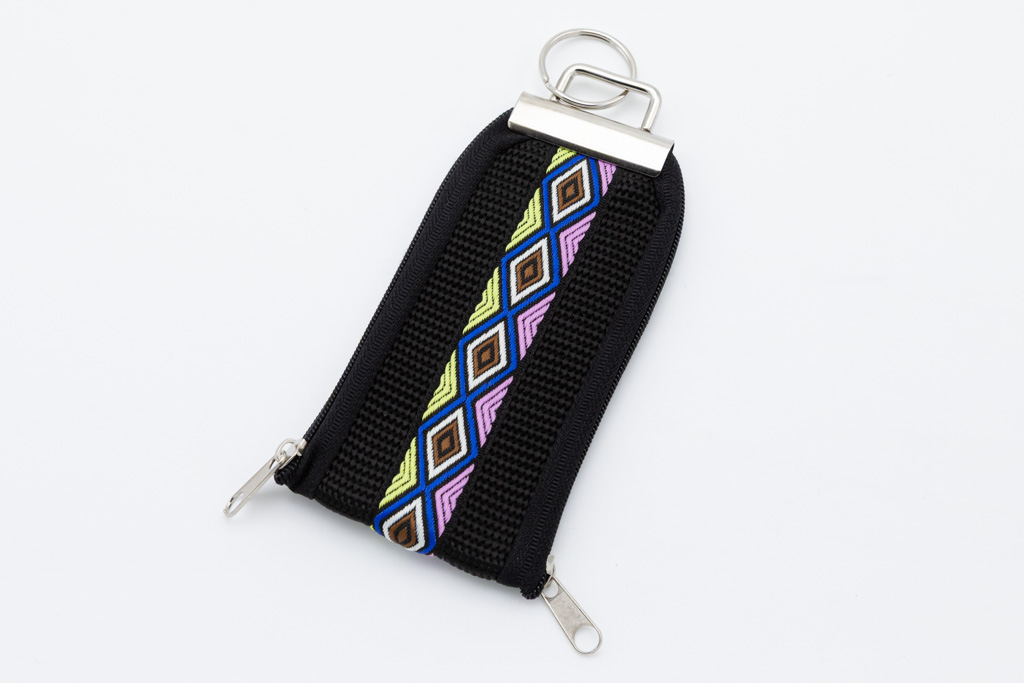 Schlüsselband EC-Karte Muster gelb/blau braun/lila