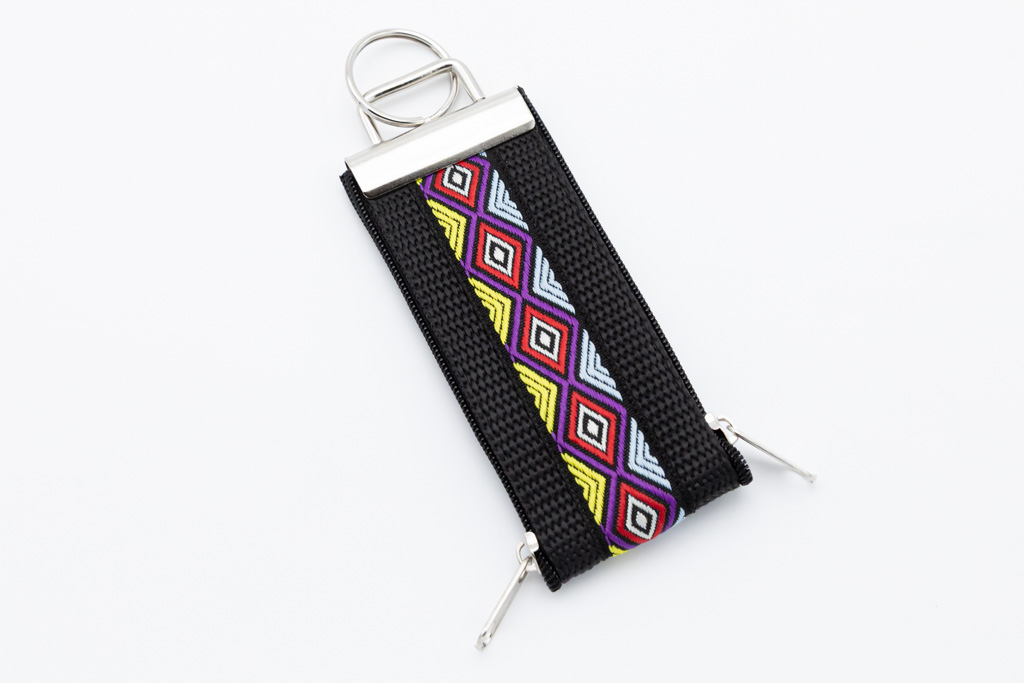 Schlüsselband mit Geheimfach Hamburg Muster gelb/lila/rot/hellblau